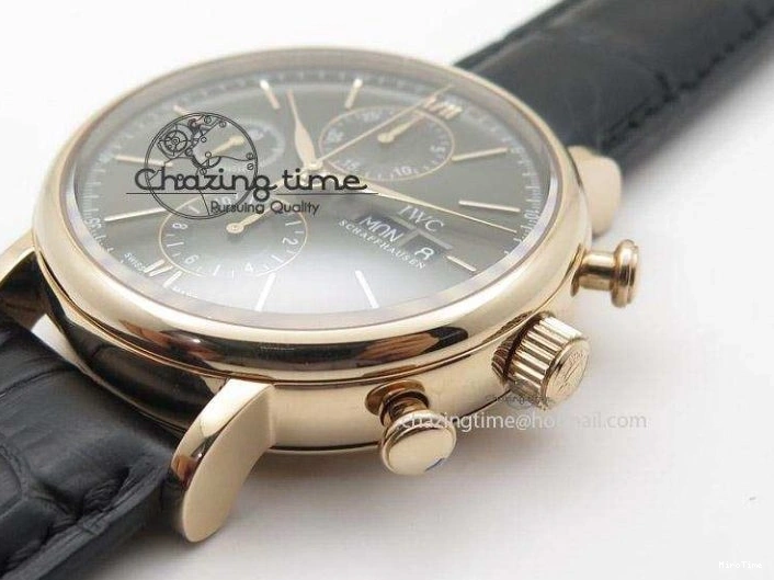 MIROTIME 0508 Portofino Chrono RG Black Dial on Black Leather Strap A HighPerformance 7389